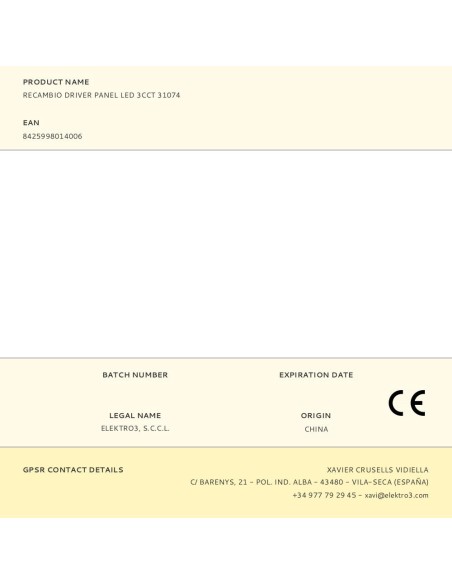 Recambio driver panel led 3cct 31074