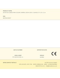 Estufa de cuarzo 1502-c, para colgar, 2 barras, 1200 w, blanco, 57 x 10 x 11 cm 2