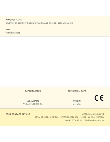 Calefactor compacto horizontal mallorca blanco,...