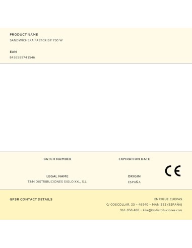 Sandwichera fastcrisp 750 w