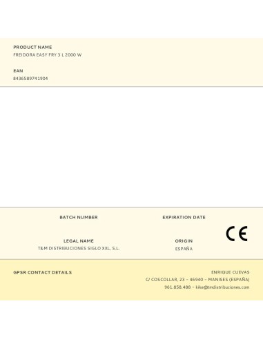 Freidora easy fry 3 l 2000 w