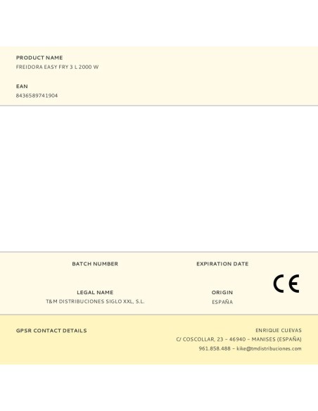 Freidora easy fry 3 l 2000 w