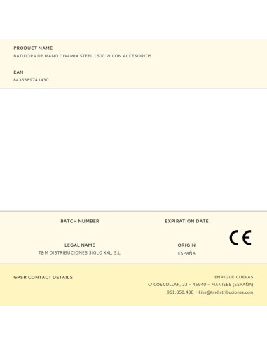 Batidora de mano divamix steel 1500 w con...