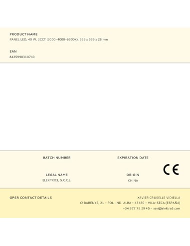 Panel led, 40 w, 3cct (3000-4000-6500 k), 4800...