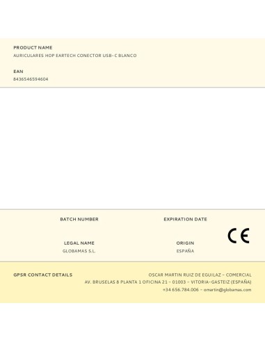 Auriculares hop con conector usb-c blancos