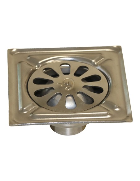 Sumidero de patio, acero inoxidable, marine, 15 x 15 cm