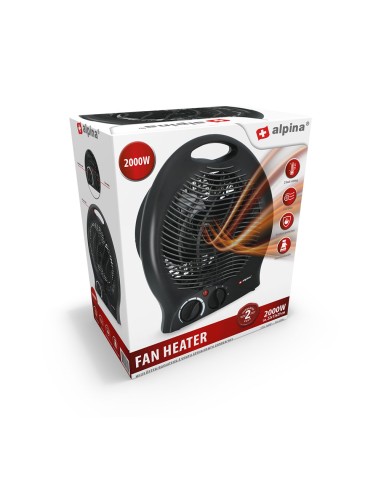 Calefactor compacto negro, 2000 w 21 x 12,5 x...