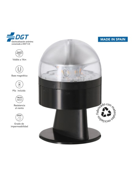 Baliza v16 de emergencia homologada conectada geolocalizable con dgt 3.0 pf erum vial negra, sin ean individual