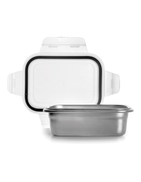 Fiambrera rectangular de acero inoxidable con tapa hermética de plástico 400 ml