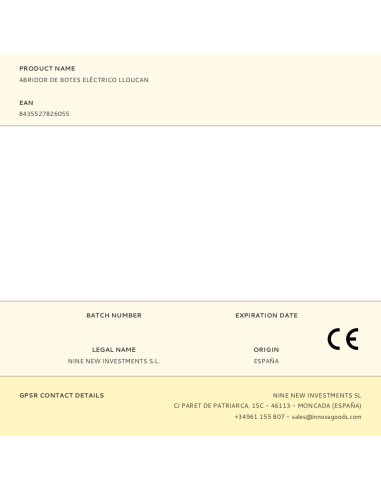 Abridor de botes eléctrico lloucan, 18,5 x 6 x...