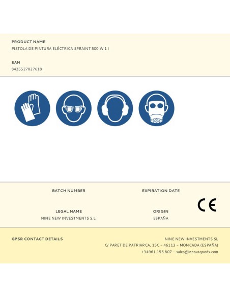 Pistola de pintura eléctrica spraint 500 w 1 l