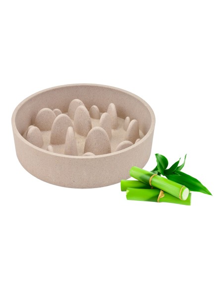 Comedero bambú, slow, beige, 800 ml, ø17,5 x 17,5 x 5 cm