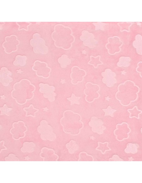 Manta rosa con nubes y estrellas, 100 x 70 cm