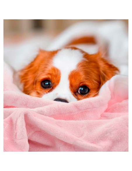 Manta rosa con nubes y estrellas, 100 x 70 cm