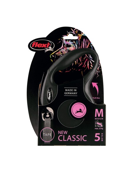 Correa extensible flexi classic m negra, cinta 5 m, hasta 25 kg