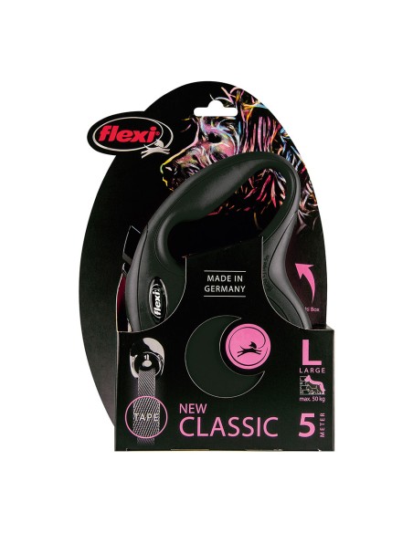 Correa extensible flexi classic l negra, cinta 5 m, hasta 50 kg
