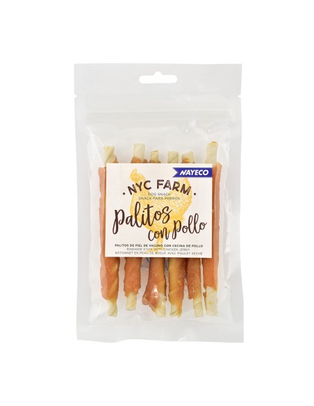 Snack nyc farm, palitos con pollo de 12,5 cm para perros, bolsa 80 g