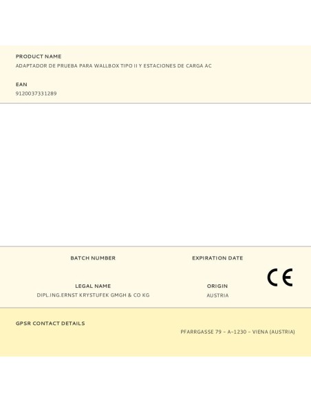 Adaptador de prueba para estaciones wallbox tipo 2, carga ac