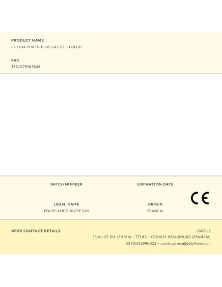 Cocina portátil de gas de 1 fuego, 20 kw, 146 g/h