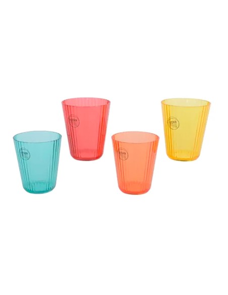 Vaso reutilizable con estampado de rayas, colores surtidos, set de 4 uds