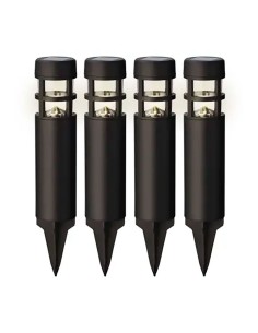 Estaca solar negra 1 led, 3 im, función fija, set de 4 uds