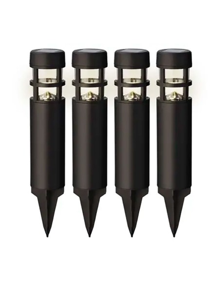 Estaca solar negra 1 led, 3 im, función fija, set de 4 uds