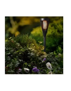 Estaca solar negra en forma de antorcha 12 leds 2