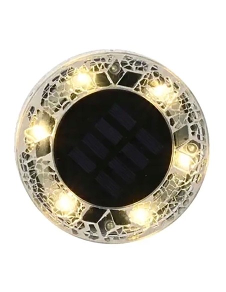 Estaca solar redonda de cristal leds, 7 im, ø11,5 x 13 cm