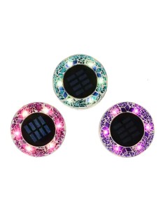 Estaca solar redonda de cristal leds, 7 im, ø11,5 x 13 cm, colores variados 2