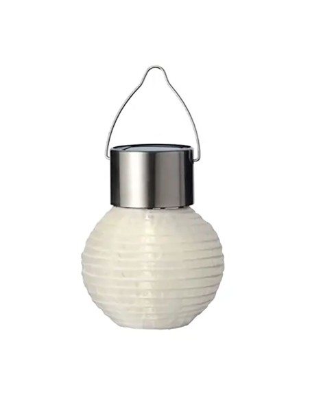 Farolillo blanco redondo solar, ø7 x 9,5 cm