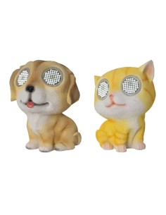 Figura de animal solar, 2 modelos variados perro y gato
