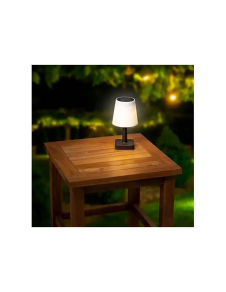 Lampara negra solar de sobre mesa