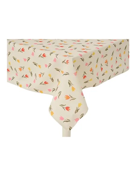 Mantel de poliéster y algodón, diseño de tulipanes, modelos variados