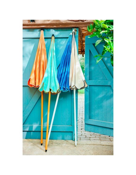 Sombrilla para jardín poliéster ø195 x 215 cm color azul ribete azul turquesa