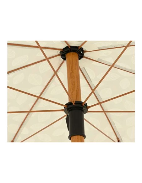 Sombrilla para jardín aluminio ø180 x 216 cm beige con diseño de hojas y flecos