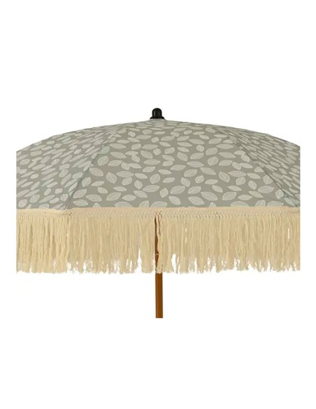 Sombrilla para jardín aluminio ø180 x 216 cm beige con diseño de hojas y flecos