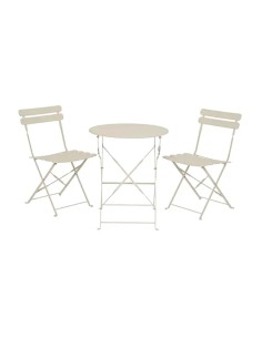 Set jardín mesa y 2 sillas plegables helsingborg de acero blanco