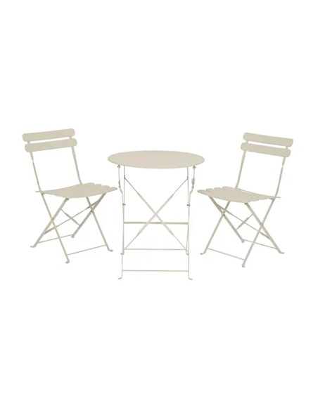 Set jardín mesa y 2 sillas plegables helsingborg de acero blanco