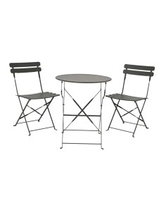 Set jardín mesa y 2 sillas plegables helsingborg de acero gris