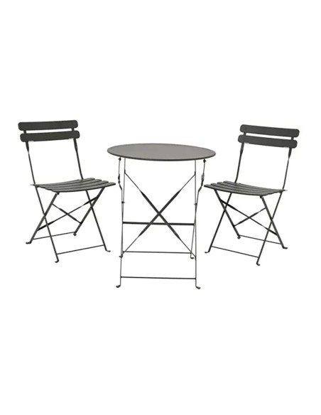 Set jardín mesa y 2 sillas plegables helsingborg de acero gris