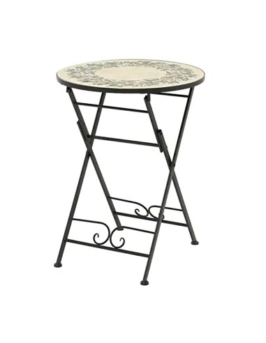 Mesa metálica/mosaico plegable, atenas, color negro, para exterior ø58 x 75 cm