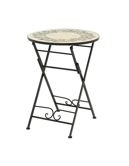 Mesa metálica/mosaico plegable, atenas, color negro, para exterior ø58 x 75 cm