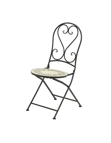 Silla metálica/mosaico plegable atenas color negro para exterior