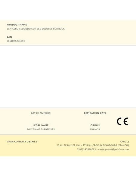 Cenicero redondo con led, colores surtidos, ø8 x 7 cm