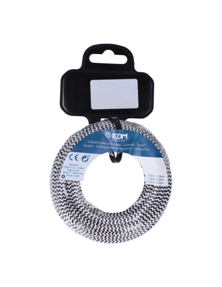 Carrete cable cordón tubular h03vv-f 2 x 0,75 mm² rallado blanco/negro, 25 m euro/m