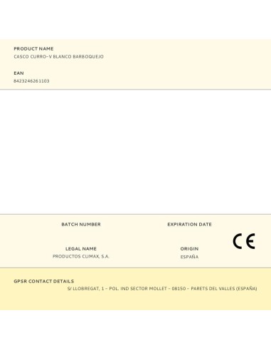 Casco curro-v blanco barboquejo, t.54 - 61 cm