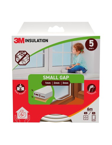 Burlete de aislamiento clásico para huecos pequeños de 1 - 3 mm, blanco, 6 m