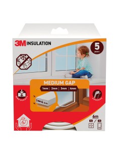 Burlete de aislamiento clásico para huecos medianos de 1 - 4 mm, blanco, 6 m