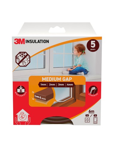 Burlete de aislamiento clásico para huecos medianos de 1 - 4 mm, marrón, 6 m