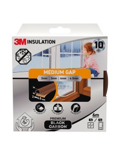 Burlete de aislamiento premium para huecos medianos de 2 - 4,5 mm, marrón, 6 m